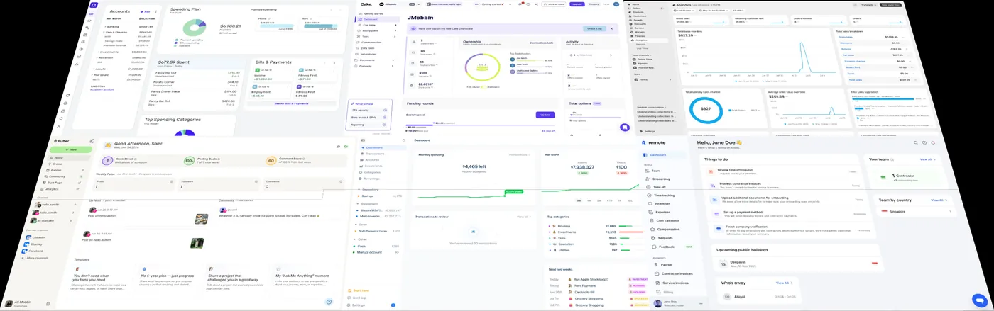 A collage of business dashboards