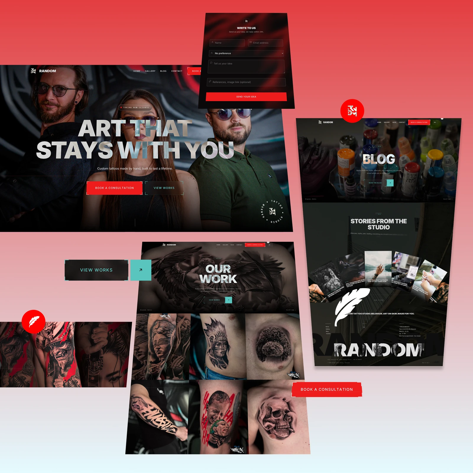 Website we built for Random, tattoo studio